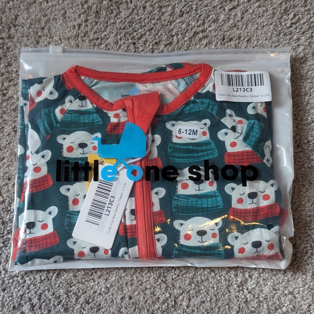 ⭐ NWT! Little One Shop Sleeper- Bamboo pajamas- 6-12 months- North Pole Bears